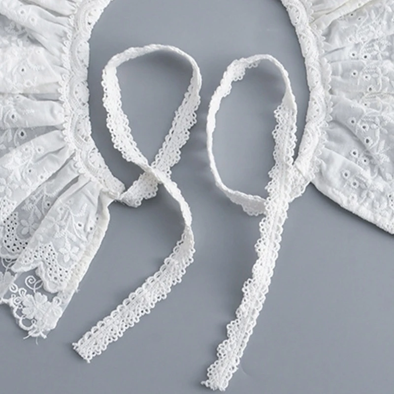 

Women Delicate Classical Layered Ruffle Faux Collar Shawl Elegant Crochet Floral Lace Ribbon Tie Bowknot Capelet Dropshipping