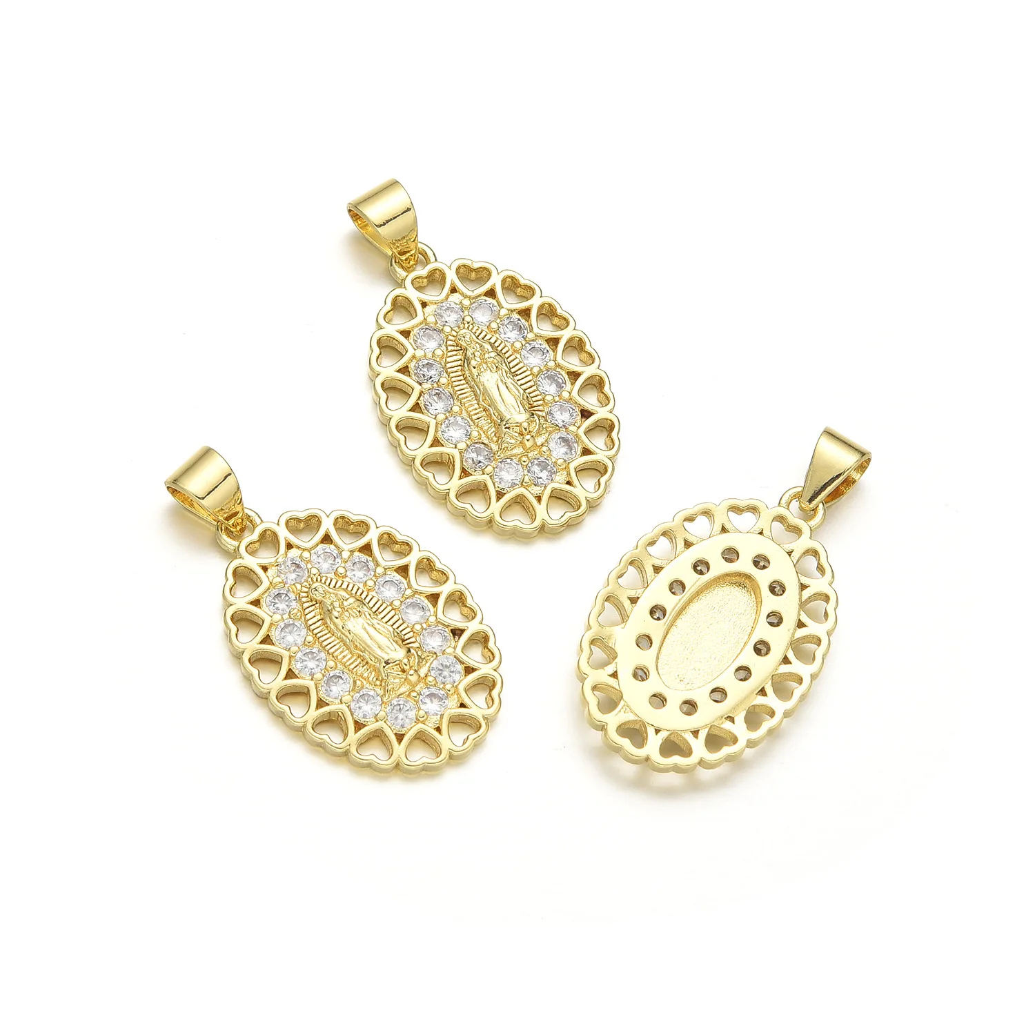 5 قطع أمريكا الشمالية النحاس الزركون مريم العذراء قلادة اكسسوارات اليد DIY بها بنفسك اللؤلؤ قلادة مواد صنع المجوهرات بالجملة #5