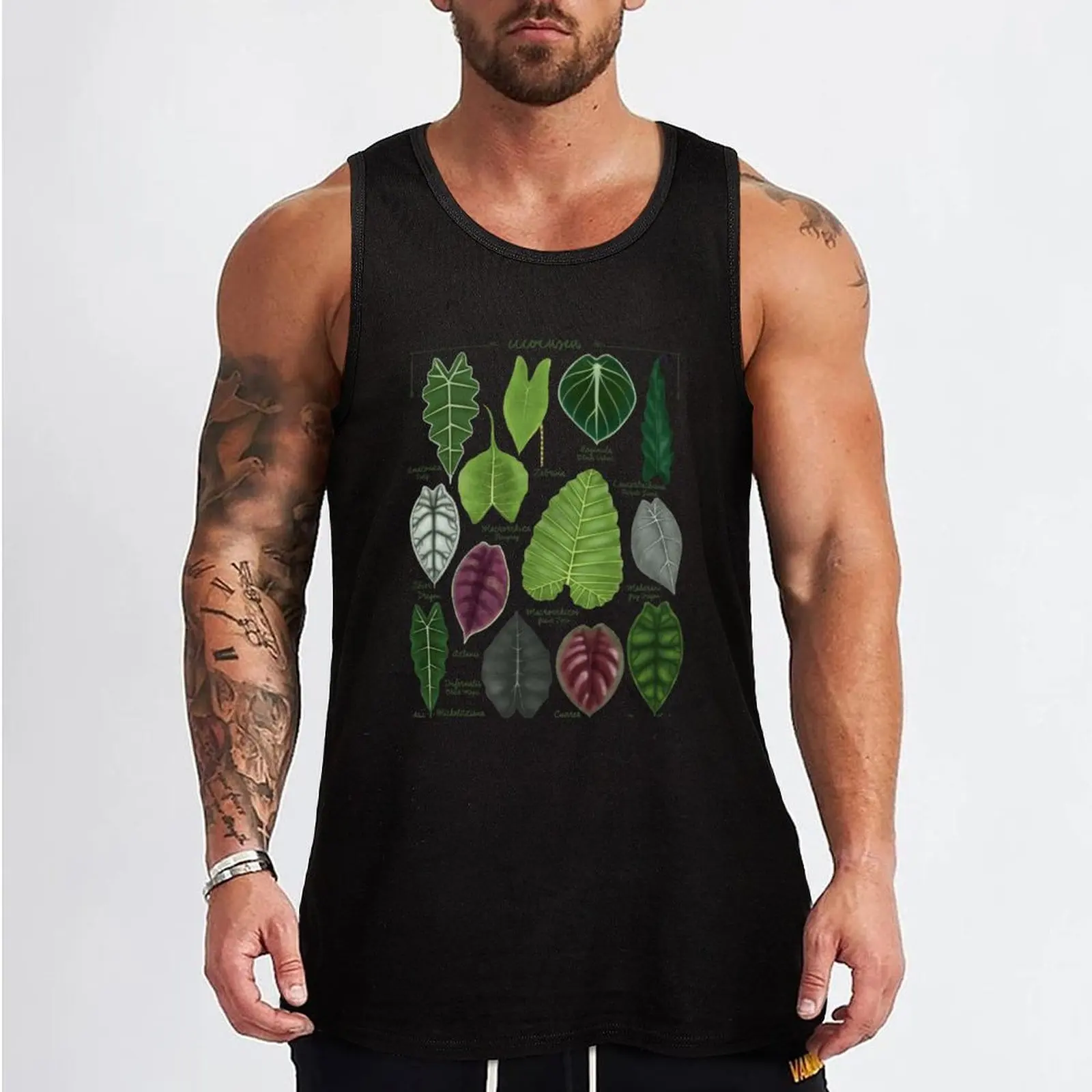 Alocasia leaf species illustration & pattern Tank Top Men's summer clothes Japanese t-shirt