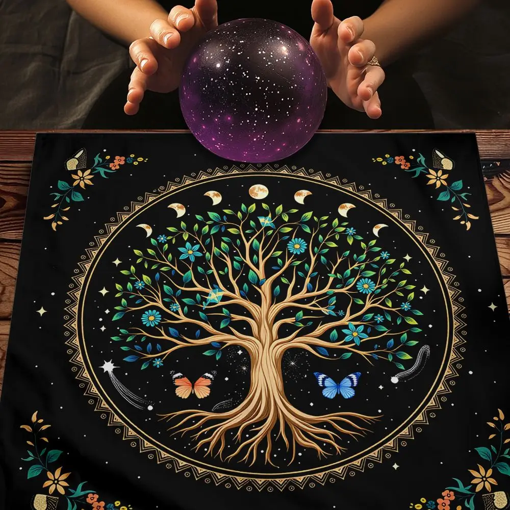 Sun Moon Totem Tarot Altar Cloth Soft Fabric Divination Table Cover Witch Ritual Scene Decoration Family Party Mini Game