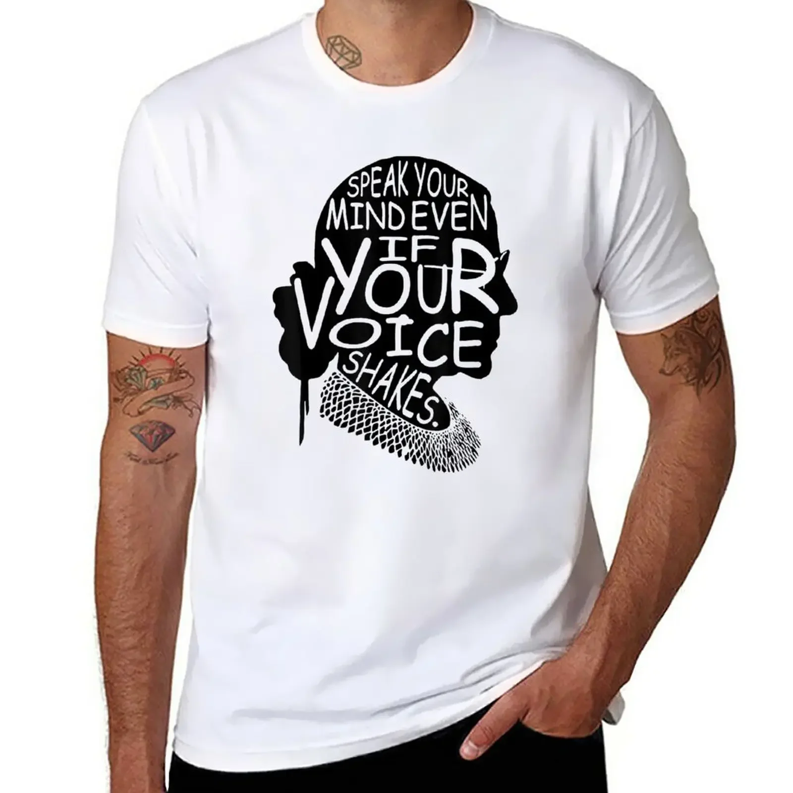 

Speak Your Mind Even If Your Voice Shakes Quotes Feminist T-Shirt sports fans tees fitted t shirts for men