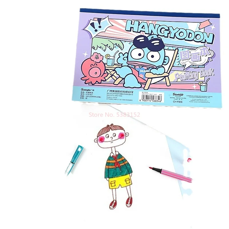 2pcs Sanrio Stationery Mermaid Hanton B5 Picture Book Elementary School A4 Blank Book Ugly Fish Coloring Book Gift