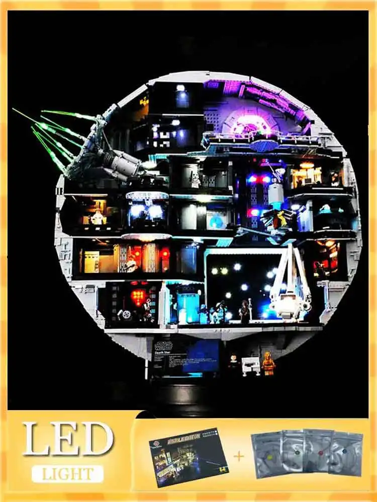 Universelles Beleuchtungsset für Lego 75419 Todesstern (Nur LED-Licht, ohne Blockmodell) Flexible und helle Beleuchtungslösung