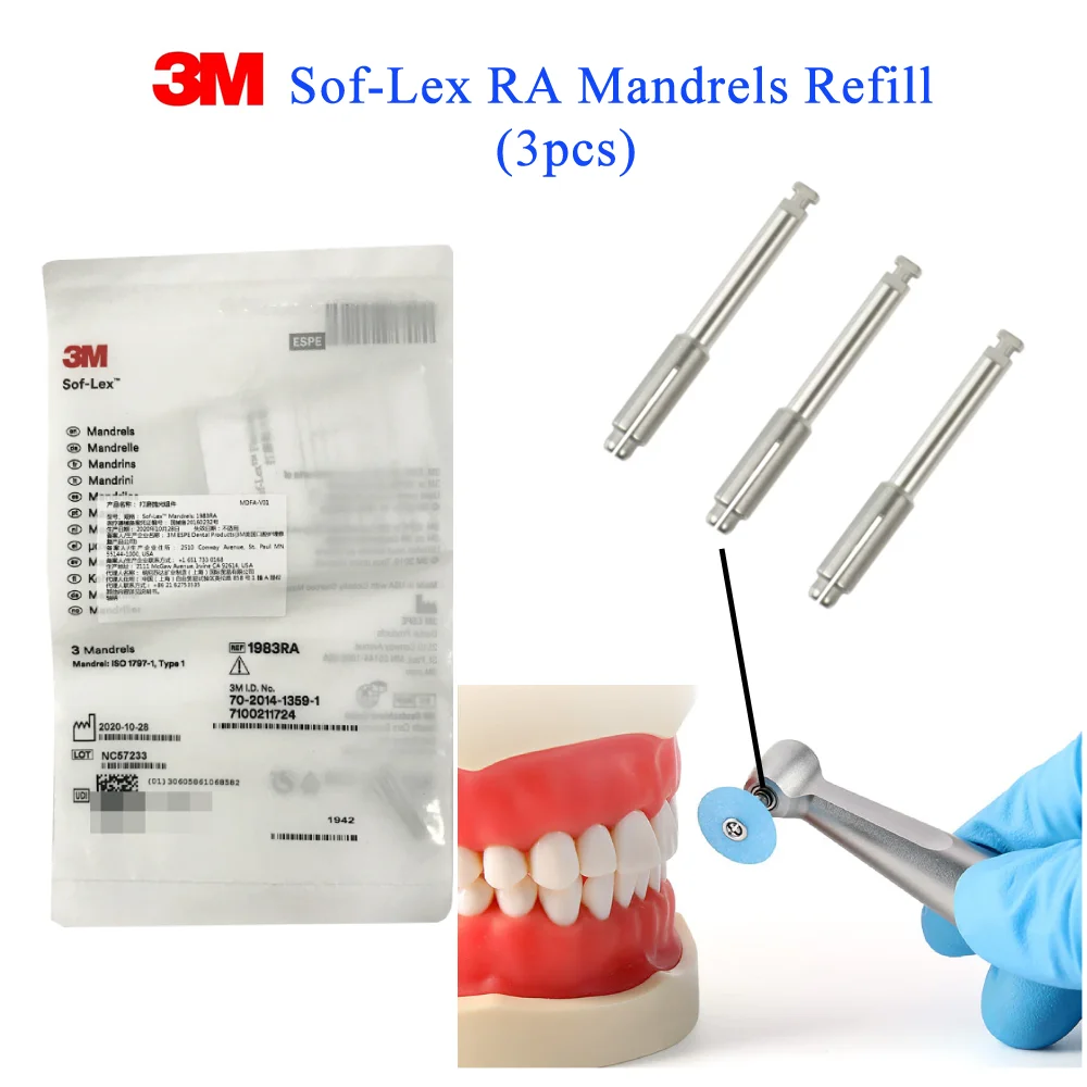 

3M Sof-Lex Pop-On Mandrels (1983RA) - 3pcs/Bag Contouring & Polishing Disc Accessories for Dental Laboratories