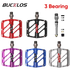 BUCKLOS 3 Bearings Bike Pedals Ultra Light MTB Bike Flat Platform Pedals Anti-Slip Mountain Road Bike Flat Pedals Bicycle Parts