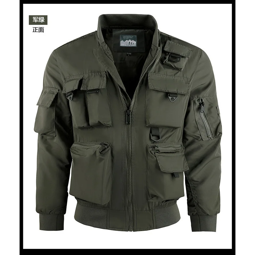 

Мужская куртка-бомбер в стиле милитари — тактическое пальто-авиатор с несколькими карманами, американская рабочая одежда, бейсбольная куртка, уличная мода