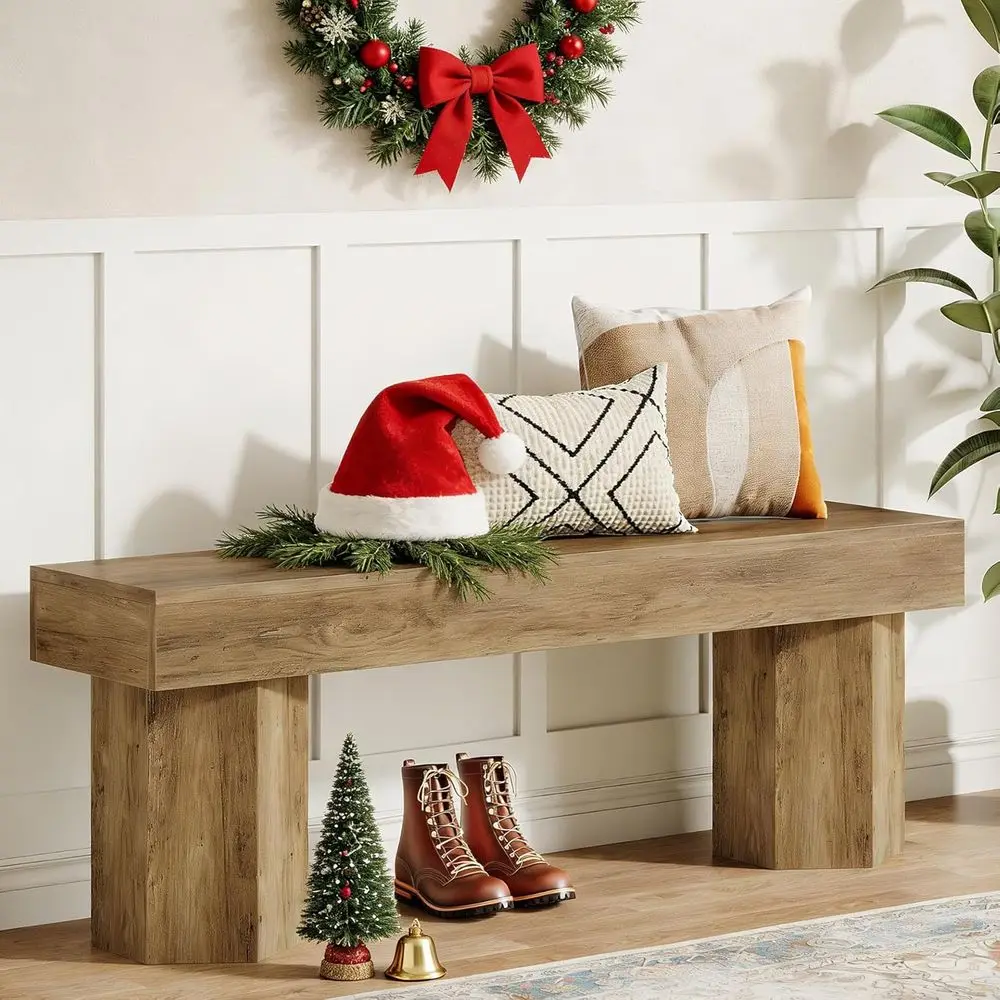 41 Indoor Entryway Bench with Armrests, Multi-Purpose for Dining, Bedroom, and Mudroom, Easy Assembly