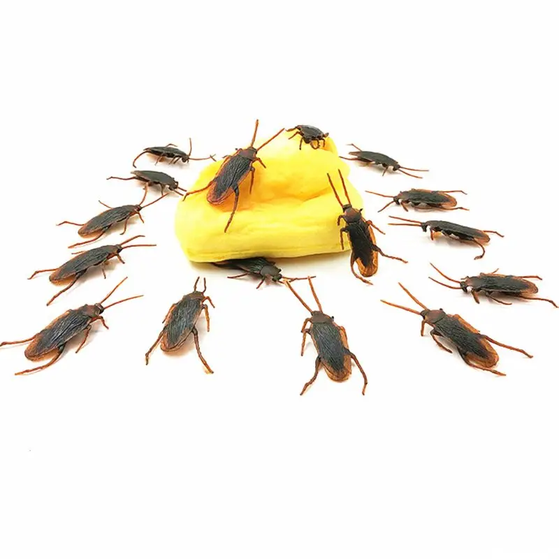 12PCS Prank Cockroach April Fool’s Props Realistic Trick Bugs Entertainment Toy Novelty Scary Gag Birthday Party Supply