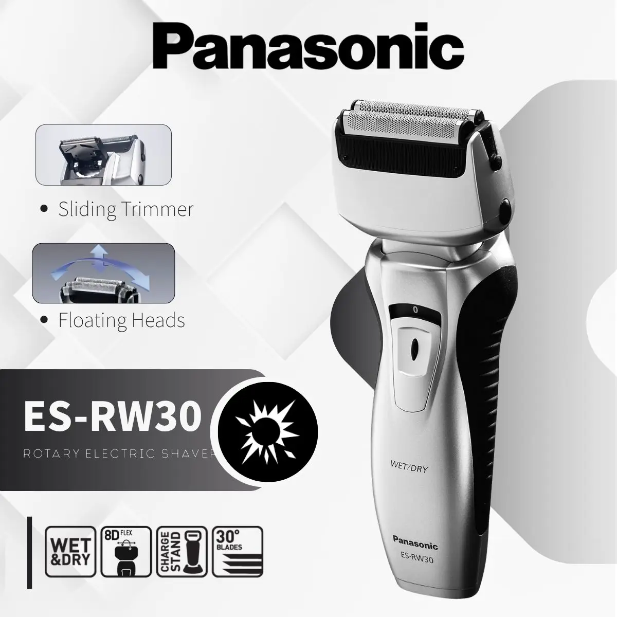 Afeitadora eléctrica Panasonic RW30 para hombre, cuchillas flotantes dobles, maquinilla de afeitar húmeda y seca, diseño liviano, fabricada en Japón