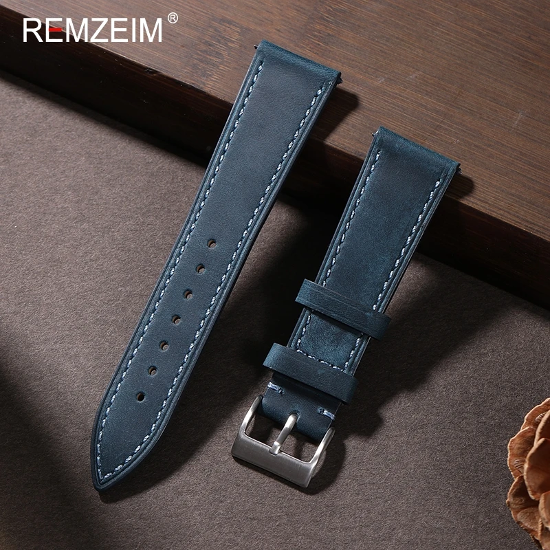 18mm 19mm 20mm 21mm 22mm Quick Release Leather Watch Strap Soft Retro Vintage Universal Leather Bracelets Wristband Men Women