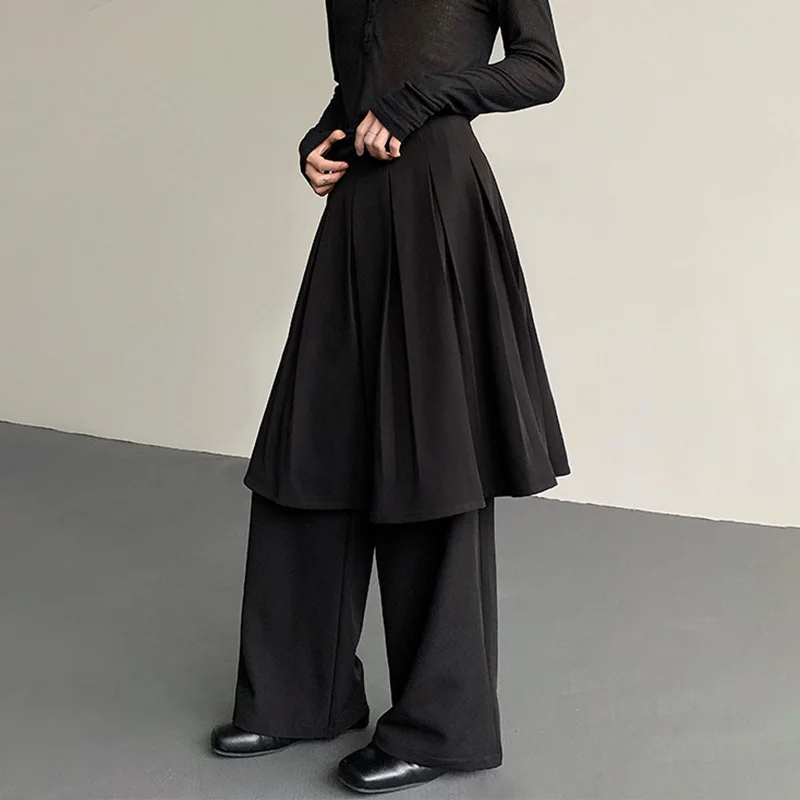 Luzhen saia decorar falso design de duas peças calças casuais dos homens cor sólida alta qualidade elegante bonito 2025 novas calças jy3418