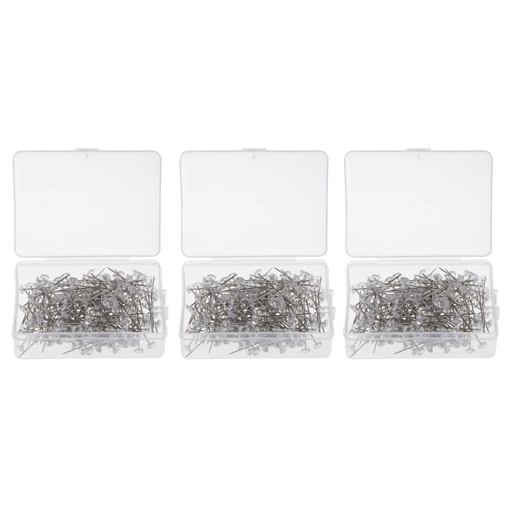 600pc Plastic Crystal Pins Diamante Corsage Pins for Wedding Bouquet Arrangement Buttonhole Craft Sewing Projects