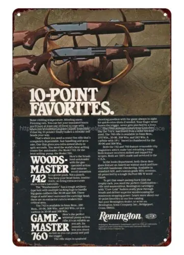 kitchen wall 1979 REMINGTON Woodmaster 742, Gamemaster 760 Rifle metal tin sign tin sign