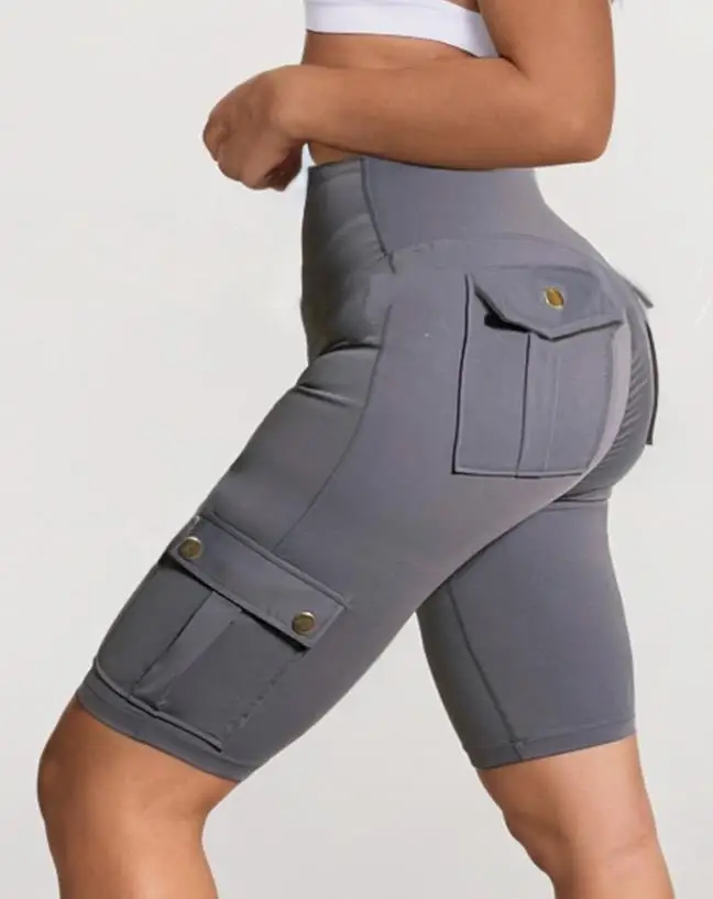 Pantalones cortos deportivos de secado rápido para mujer, Shorts de Yoga con diseño de bolsillo fruncido, parte inferior informal, moda elegante, novedad de 2024