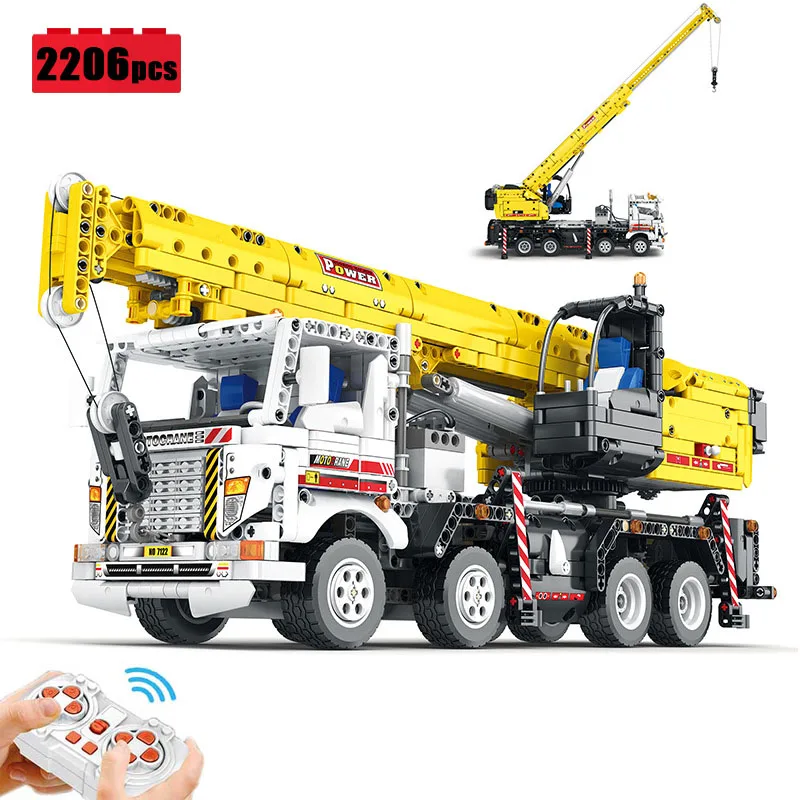 

City Multiple Function Autocrane Blocks Technology Bricks Moc Remote Control Truck Model Assembling DIY Toys for Boys Gift Set