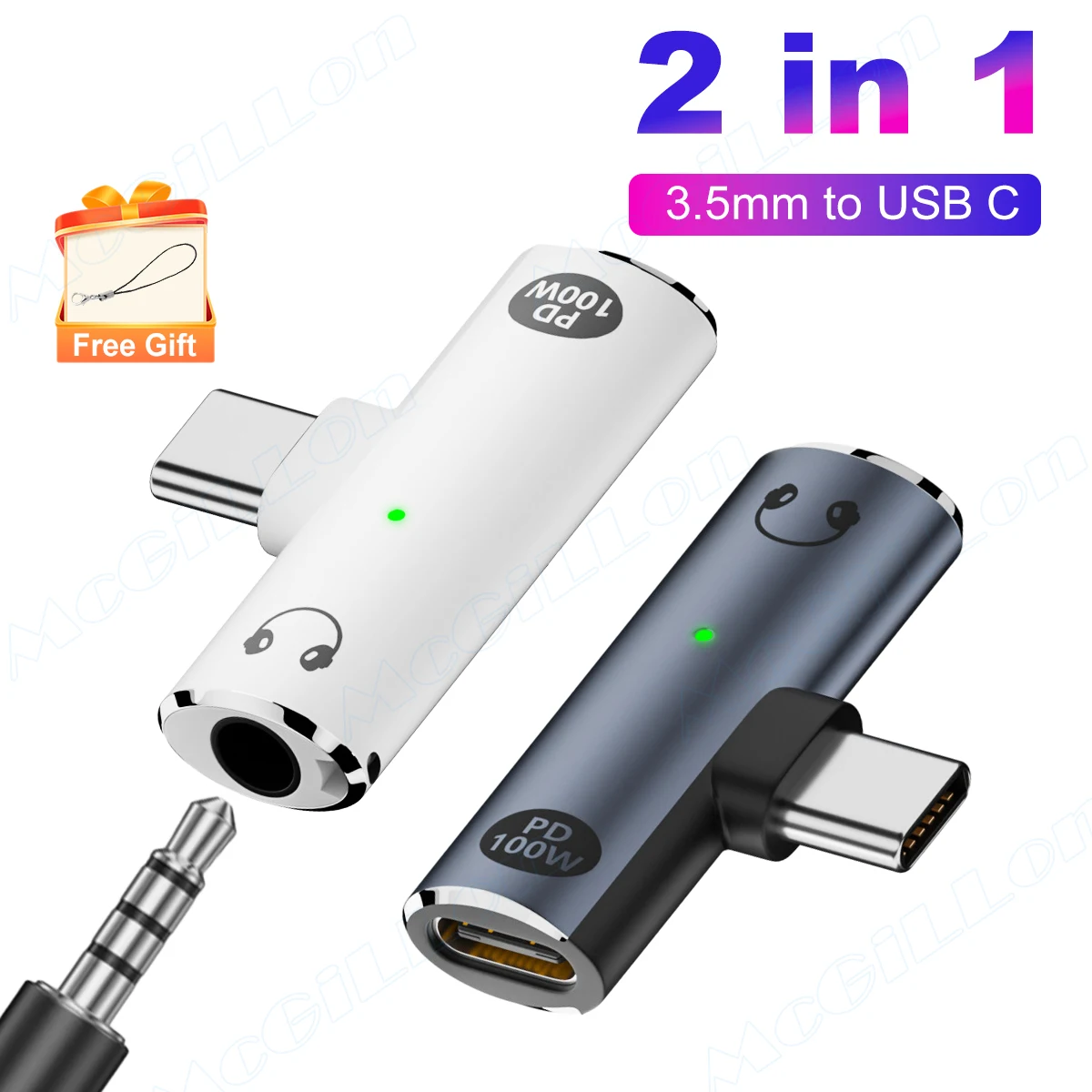 2 w 1 Typ C Gniazdo ładowania słuchawek AUX Adapter audio PD100W USB C do 3,5 mm Złącze słuchawkowe HiFi do iPada Samsung Huawei