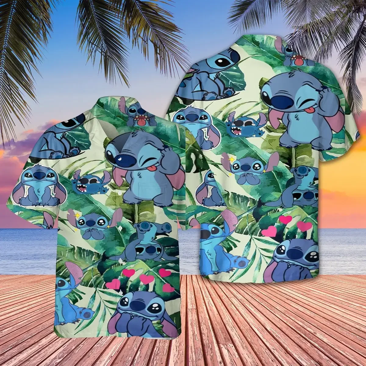 Camisa de botão feminino e masculino, Disney, Havaiano, Praia, Ponto, Havaí, Praia, Vintage, Quente, Verão