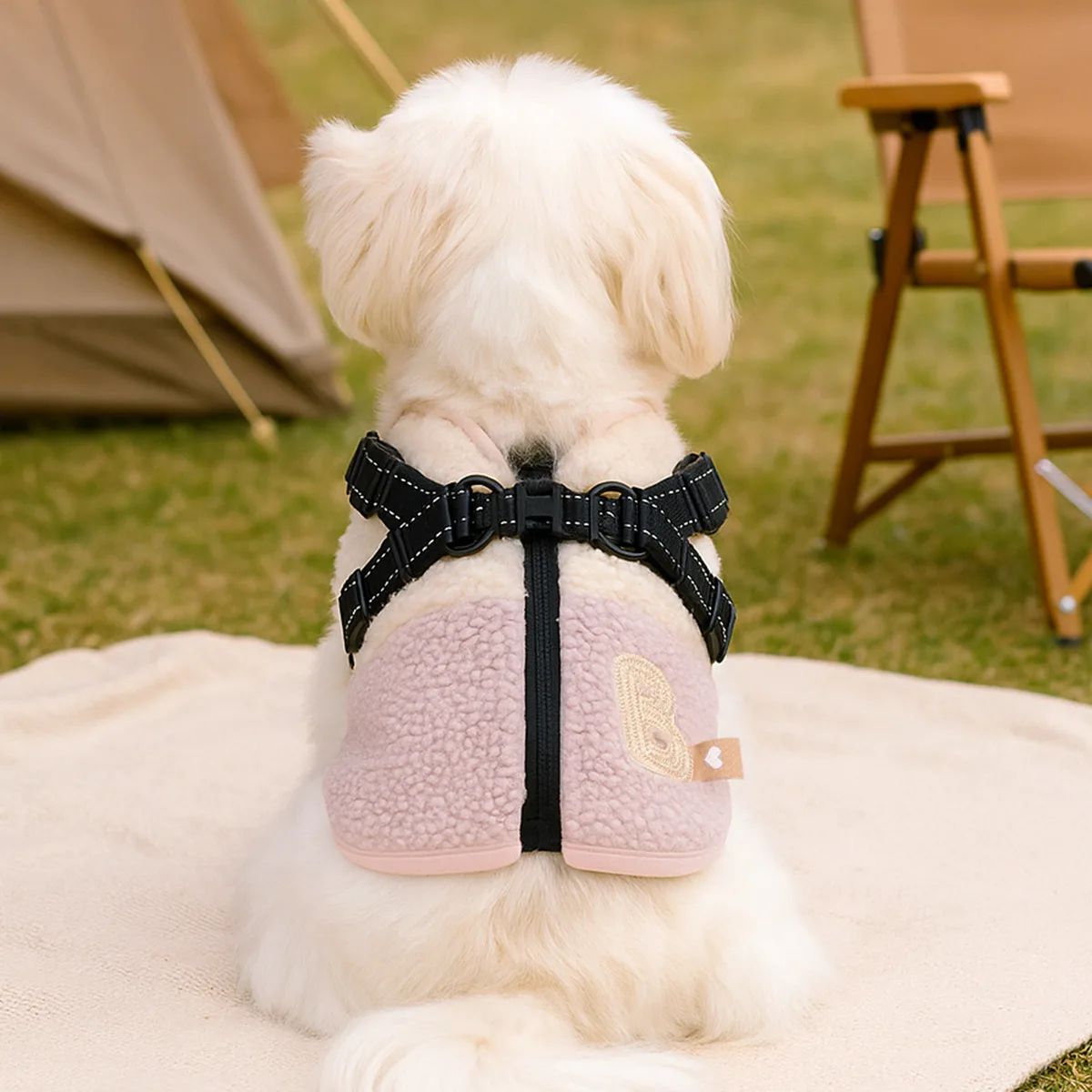 1Pcs pet clothes autumn and winter small dogs puppies dogs cats warm and comfortable lamb wool color matching traction vest