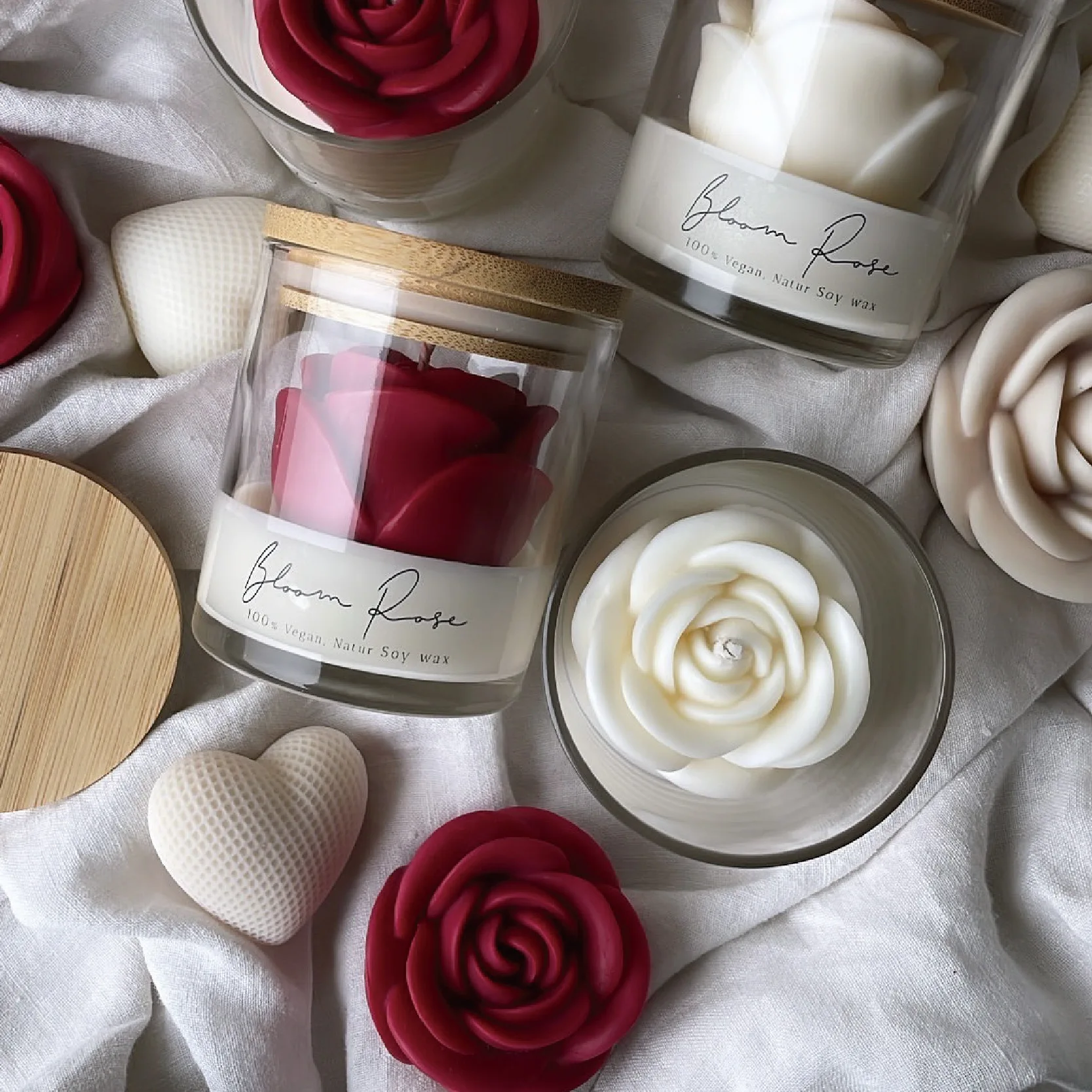 Valentine's Day Rose Glass Wax Premium Atmosphere Styling Candle Fragrance Home Decoration Wholesale Scented Candle