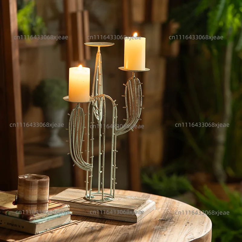 Old wrought iron candle holder, personalized creative plant candle base table, home decoration
