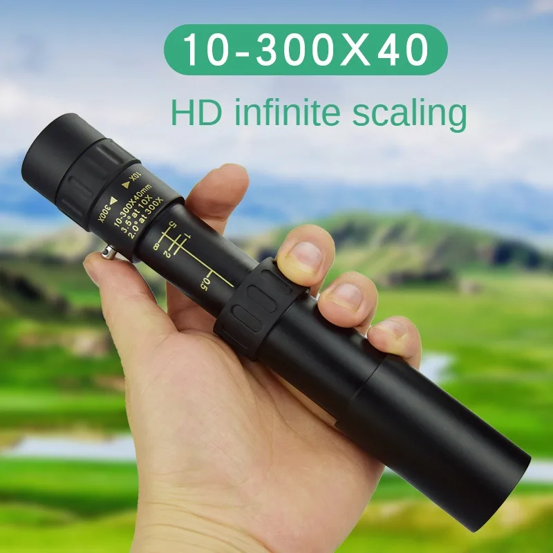10-300X Zoom HD Portable Strong Binoculars Long Range Professional Spyglass Monocular Telescope Low Night Vision for Hunting