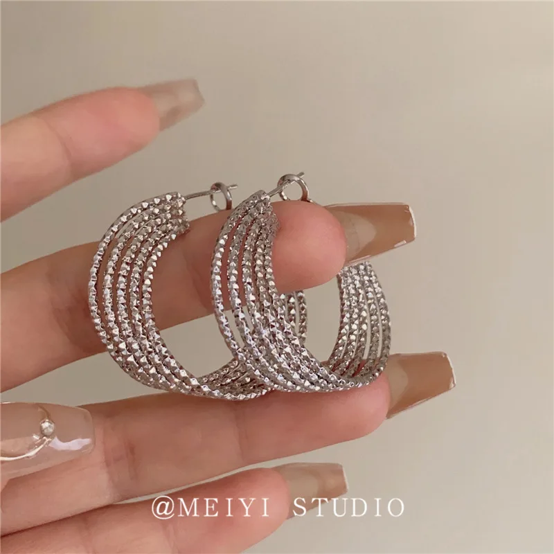 9999 gold large circle earrings - sophisticated French minimalist style ear accessories with design elements, featuring