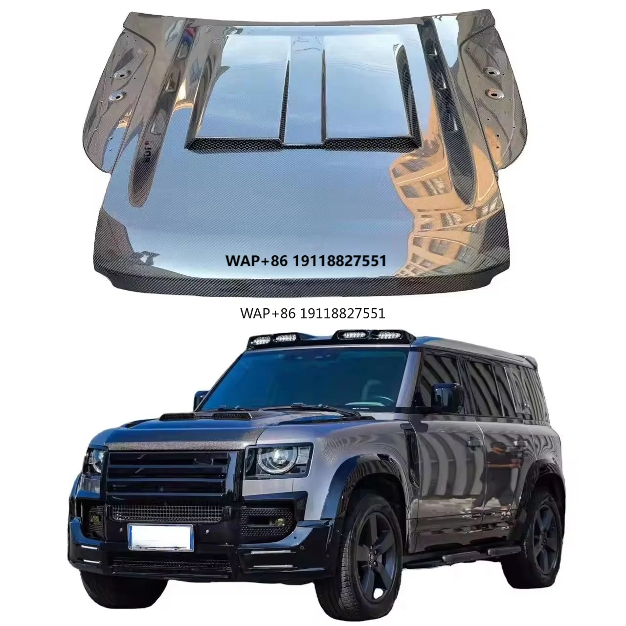 

Suitable for 2020 Defender 90/110 KO Style Dry Carbon Fiber Hood Bonnet New Condition G Style Manufacturing for Car Engine Cover