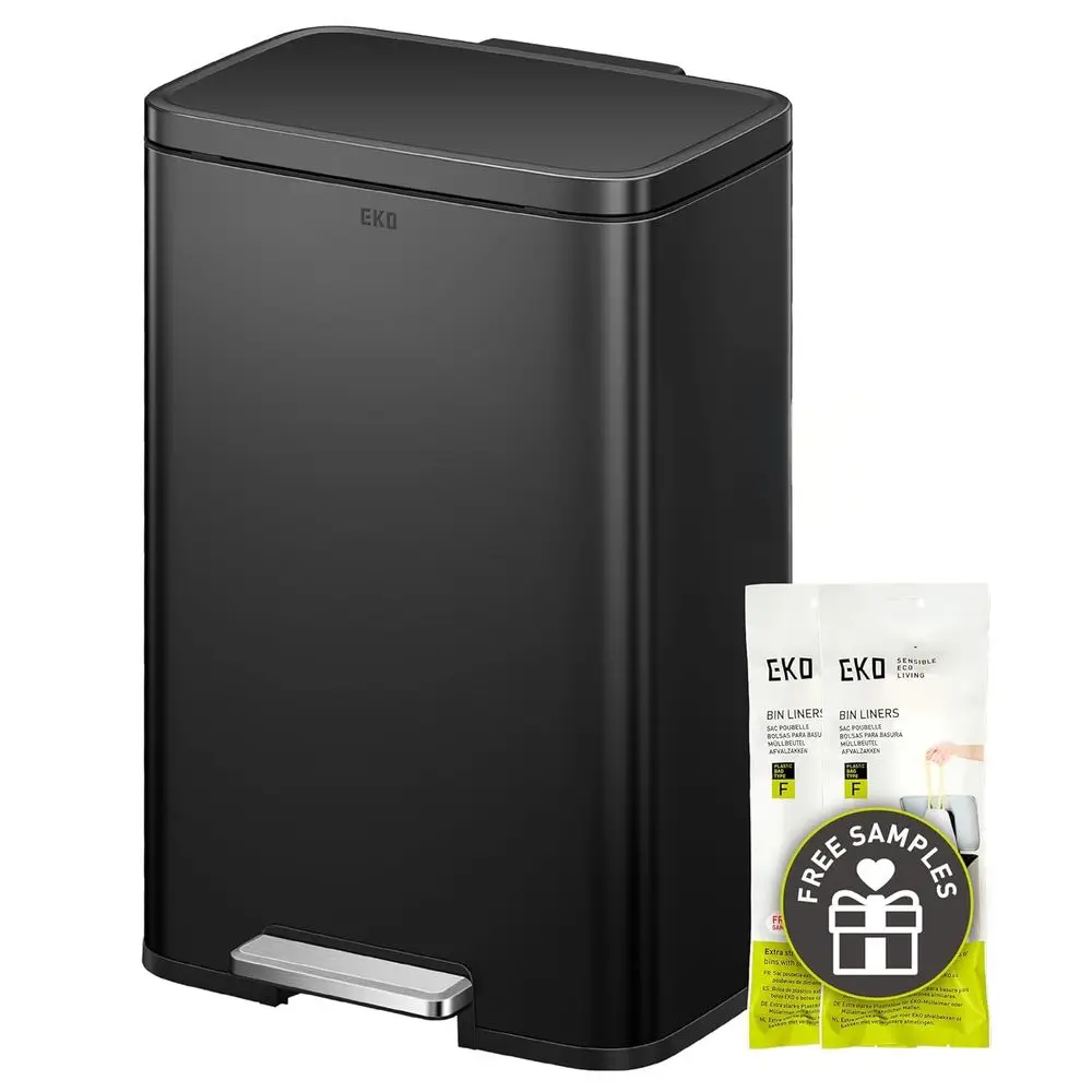 

EKO Madison Matte Black 50L/13.2G Step Trash Bin with Lining - Anti-Fingerprint Surface