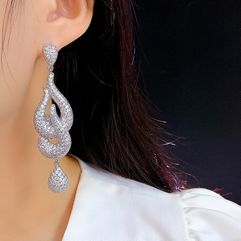 Vintage Long Lab Diamond Dangle Earring Jewelry Party Wedding Drop Earrings for Women Bridal Gift 6