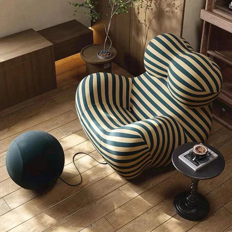 Modern Striped Bean - Bag Sofa with Ottoman, Cozy & Stylish Living Room Furniture,Designer Styles,Mom's Embrace Sofa image 3