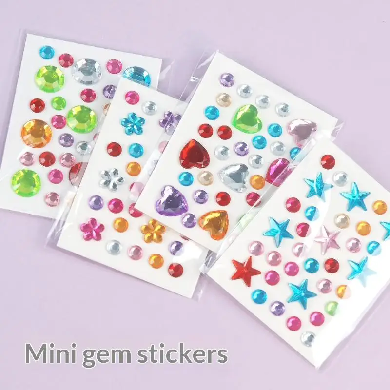 10 Sheets DIY Acrylic Three-Dimensional Decoration Colorful Diamond Mini Sticker Accessories For Children And Students