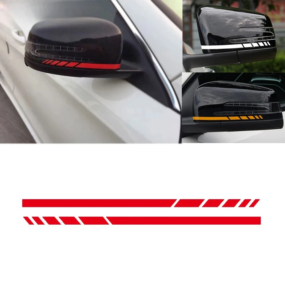 New 2Pcs Car Rear View Mirror Sticker Reflective Decal Vinyl Sticker Stripe Sticker for BENZ A C E Class W204 W212 W117 W176