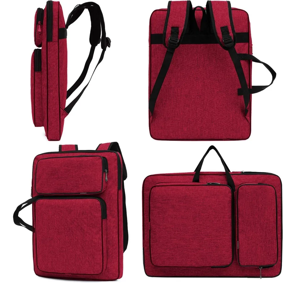 Mochila de transporte de cartera de artista 8K para almacenamiento de arte versátil: mochila de tablero de dibujo ajustable impermeable con capacidad grande