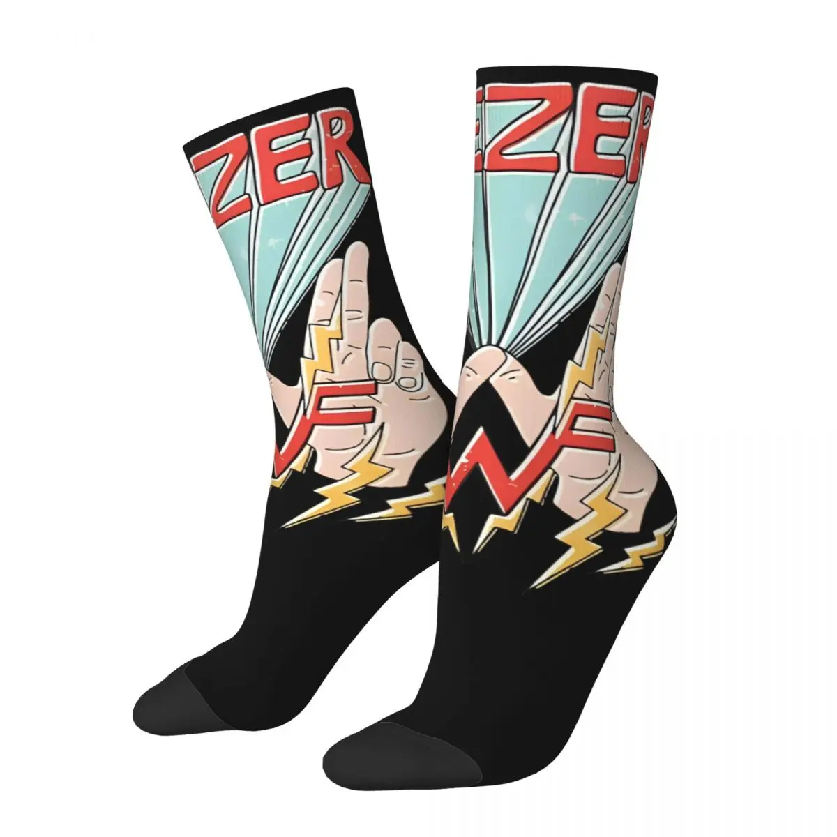 Crazy Design Weezer Rock Music Band Calcetines de fútbol Calcetines de tubo medio de poliéster para unisex