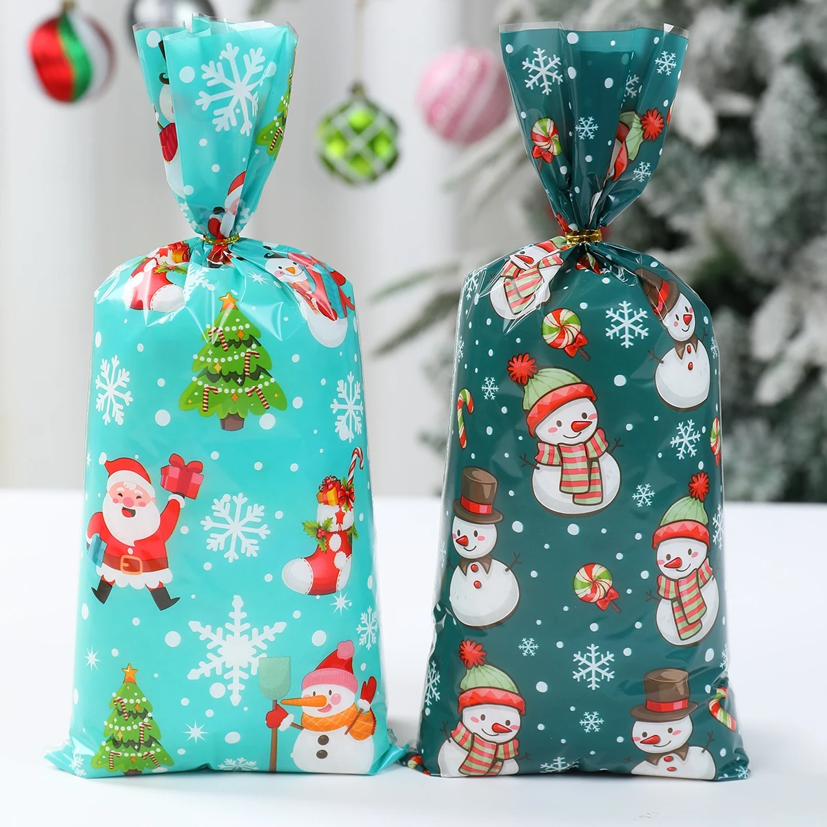 25/50/100pcs Christmas Candy Bags Merry Christmas Cookie Package Christmas Decor 2024 Gift Bag for Home Xmas New Year Gifts 2025