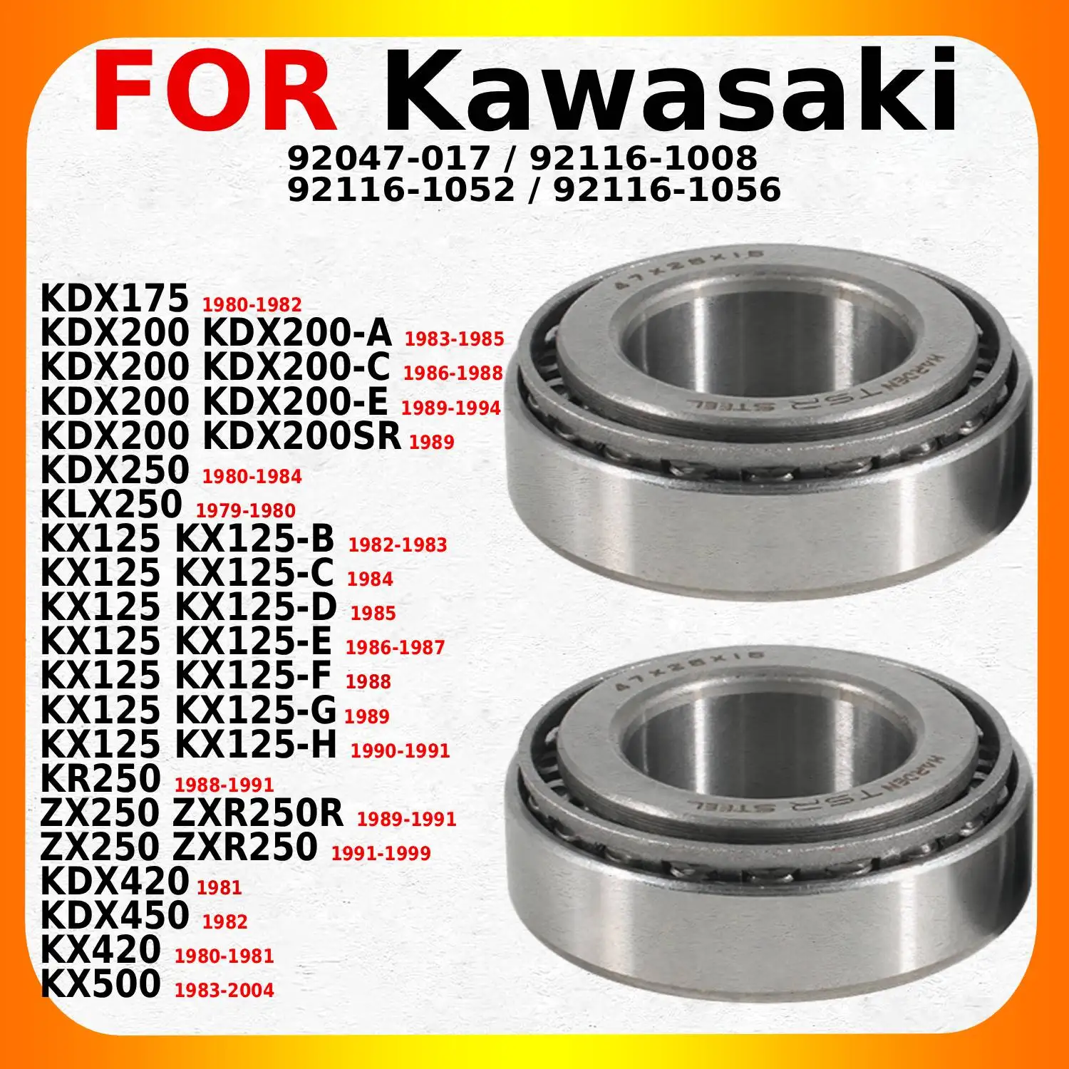 

Motorcycle Steering Stem Bearing Head Pipe For Kawasaki KDX175 KDX200 KDX250 KLX250 KX125 KR250 ZX250 KDX420 KDX450 KX420 KX500