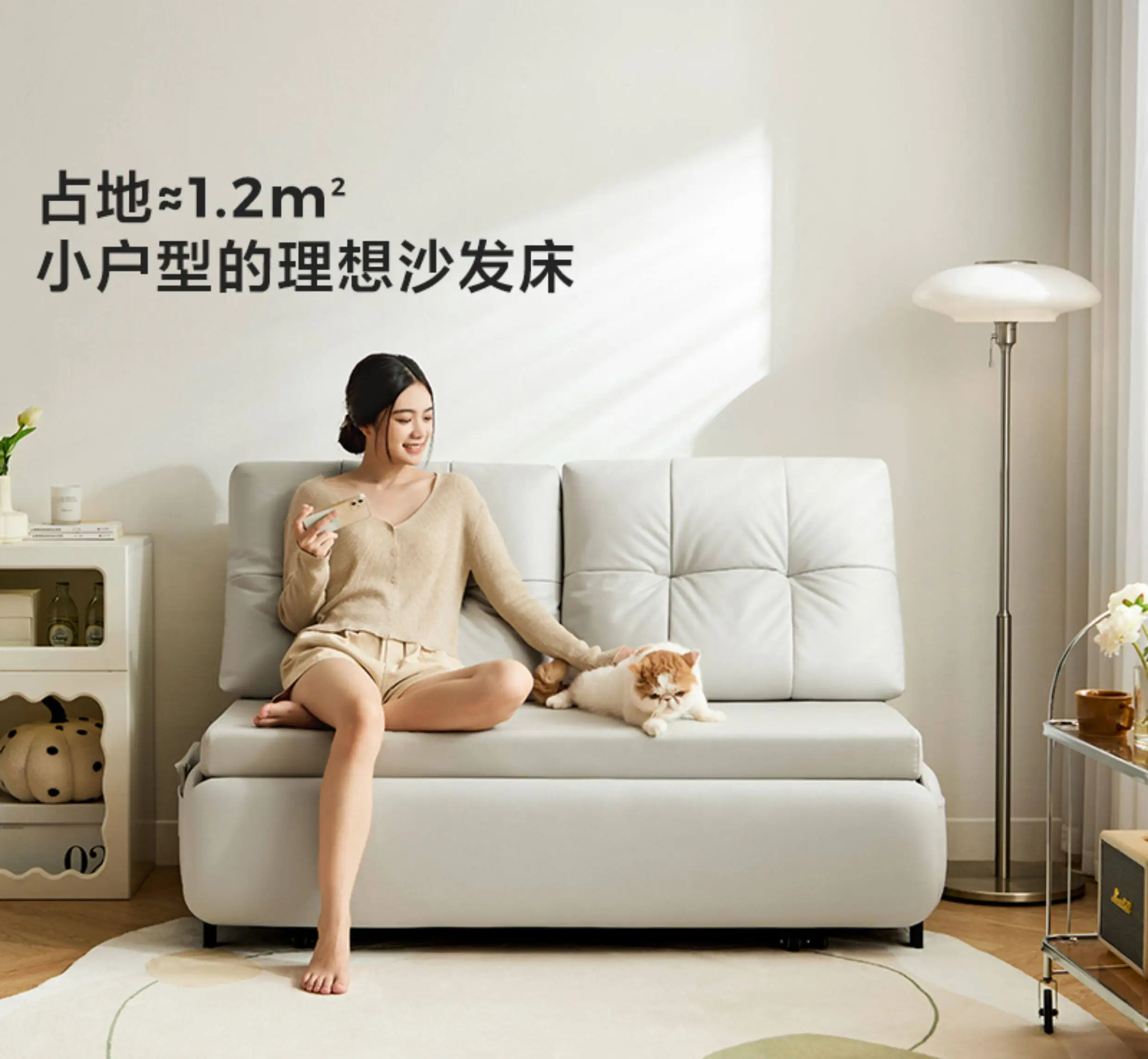 

Solid wood retractable multi-functional sofa bed single folding dual-purpose small apartment Internet celebrity