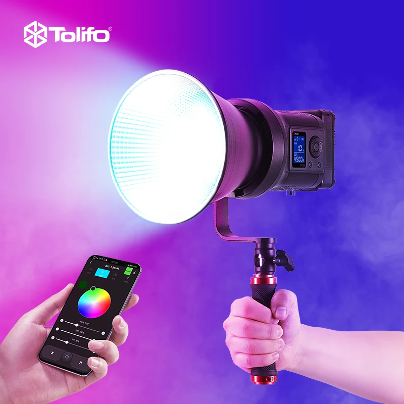 TOLIFO SK-135VR/FR V-mount or NP-F battery Powered LED Video Light RGB 135W Studio Photography Light for Photo Video Shooting