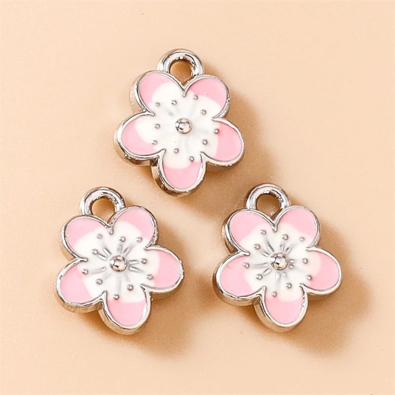 20 Stück 10x12mm Niedliche Bunte Mini-Emaille-Blumen-Anhänger für Schmuckherstellung Ohrringe Halsketten Armbänder DIY Bastelbedarf – Detail 13