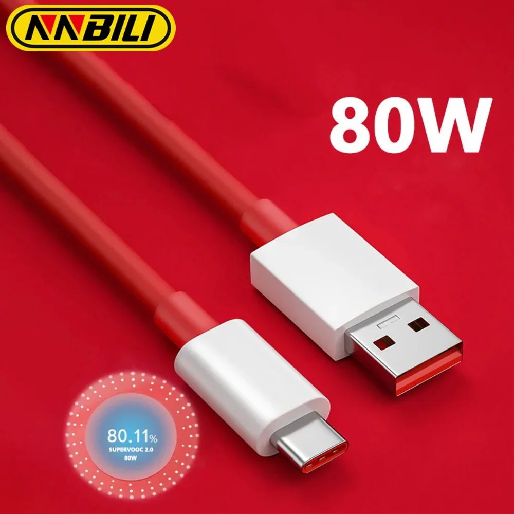 NNBILI For Oneplus 80W SUPERVOOC 2.0 Fast Charger Cable USB Type C 8A For Oneplus 11 11R 10R Nord 3 CE3 N30 2T 10 PRO Ace 2 2V