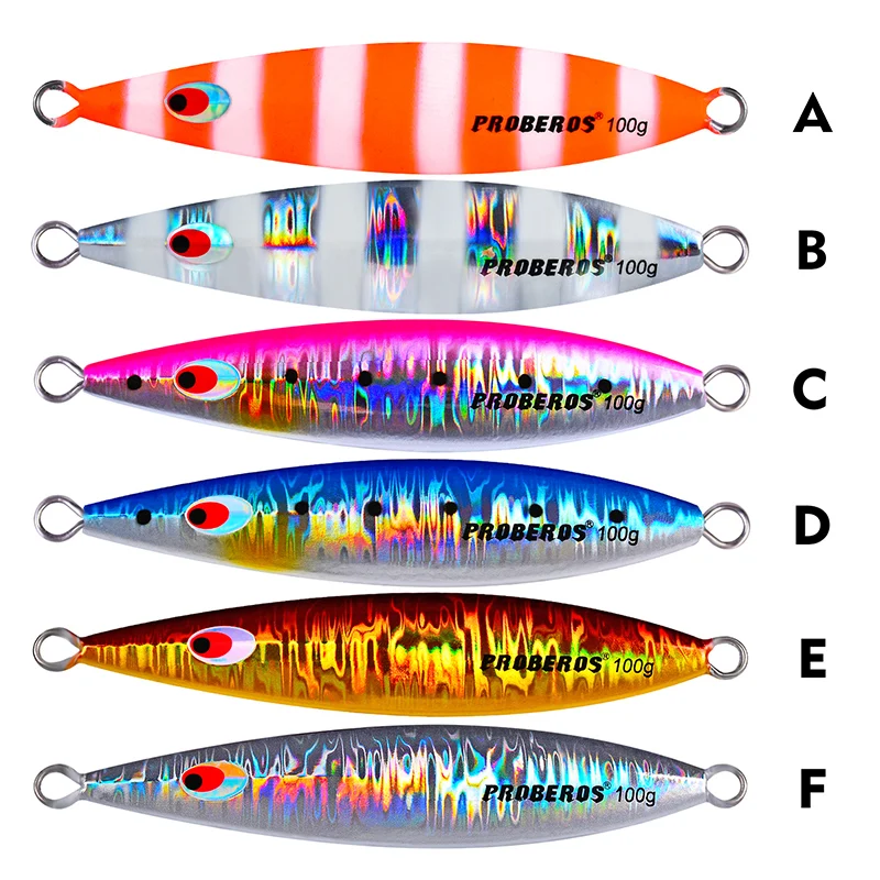 PROBEROS 1PC Sardine Slider Jigging Hard Lure 40g 60g 80g 100g UV Coating Long Cast Metal Jig Fishing Lure Sea Fishing Jigs