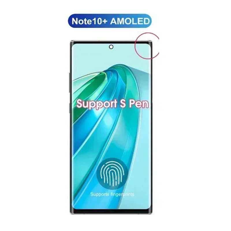 AMOLED  Screen For Samsung Note10+ N975F Lcd Display Touch Screen with Frame For Note 10 Plus Support S Pen Fingerprints