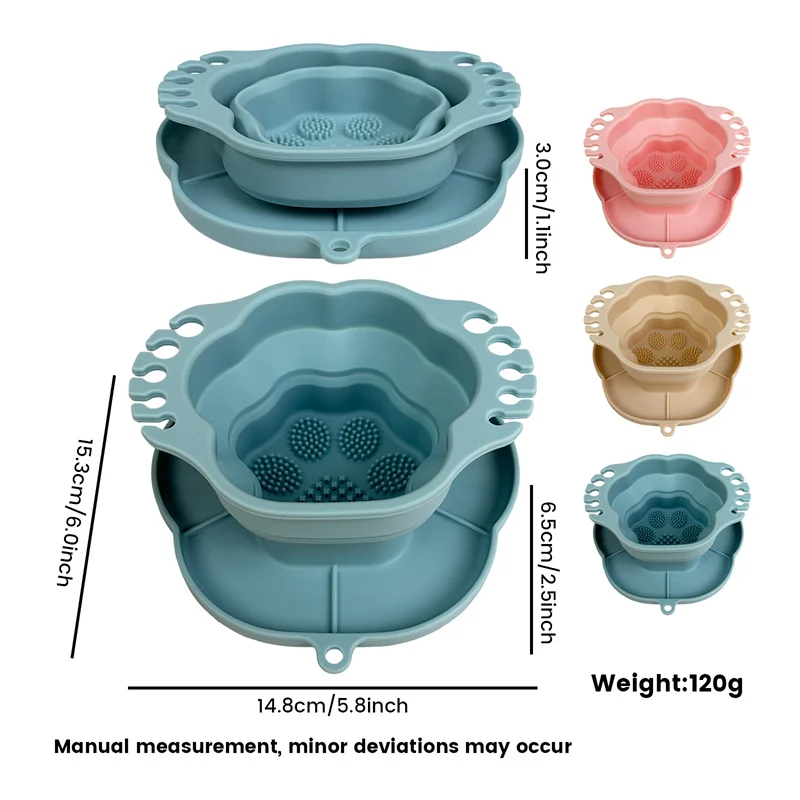Foldable Cat Paw Silicone Makeup Brush Cleaning Bowl Portable Collapsible Makeup Sponge Washing Scrub Mat with Brush Holder Slot view 2