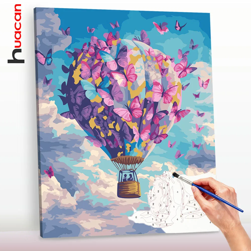 Huacan Hot Air Balloon Oil Painting By Numbers Canvases For Paint Butterfly HandPainted On Canvas Home Decoration ﻿﻿﻿