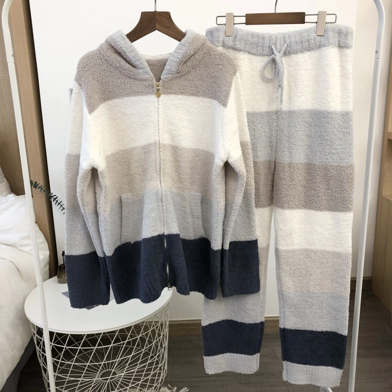 Sales Japan Winter Soft Striped GP Pajamas Thick Sweater Homewear Loungewear