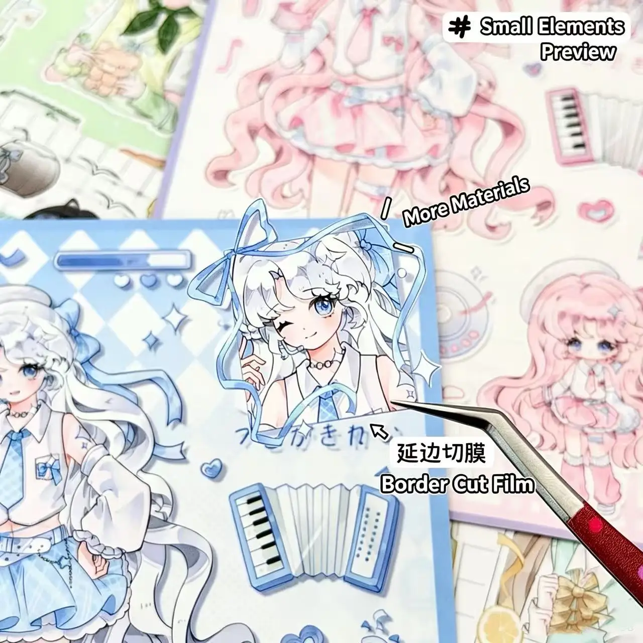 Japanese Anime Girl Sticker Book Mixed with Ins Retro Character Planner DIY Decorative Material No Cutting Required Cute Gift