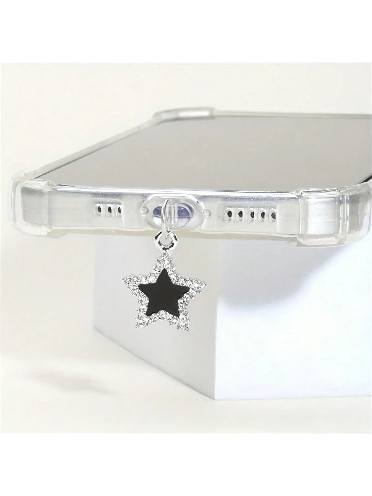 Black Rhinestone Star Dust Plug - Sleek, Durable Port Protection Compatible With /Type-C Devices