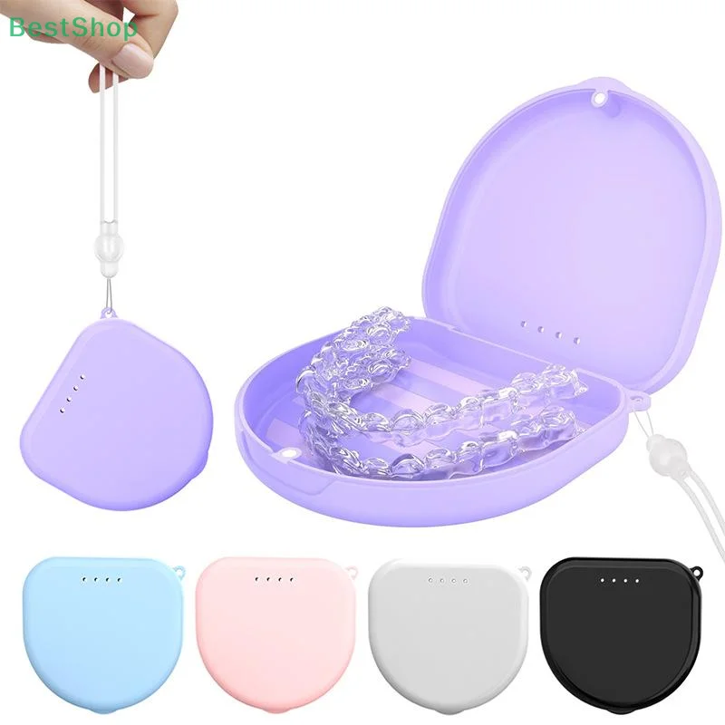 

〔Victoria〕Multi Functional Invisible Braces Storage Box Plastic Orthodontic Denture Storage Container Box With Lanyard