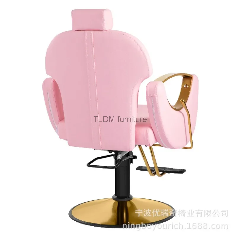 Beauty Salon Simple Hairdressing Chair Pedicure Shampoo Work Makeup Barbering Chair Styling Golden Pink Cadeira Furniture YR50BC