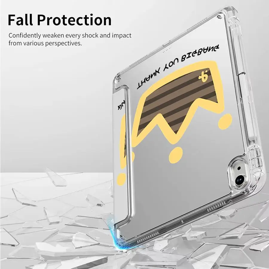 Cartoon Crown Tablet Case For iPad Mini 6 7 Pro 2025 Pro 11th 10th 9th 8th 7th 12.9inch Air 4 5 M3 M2 1 2 M4 11inch Y-Fold